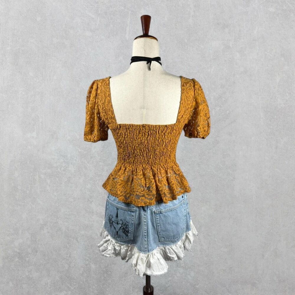 Sienna Orange Romantic Lace Peplum Bustier Crop Top Size S - Picture 4 of 8